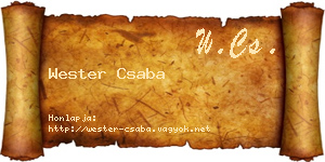 Wester Csaba névjegykártya